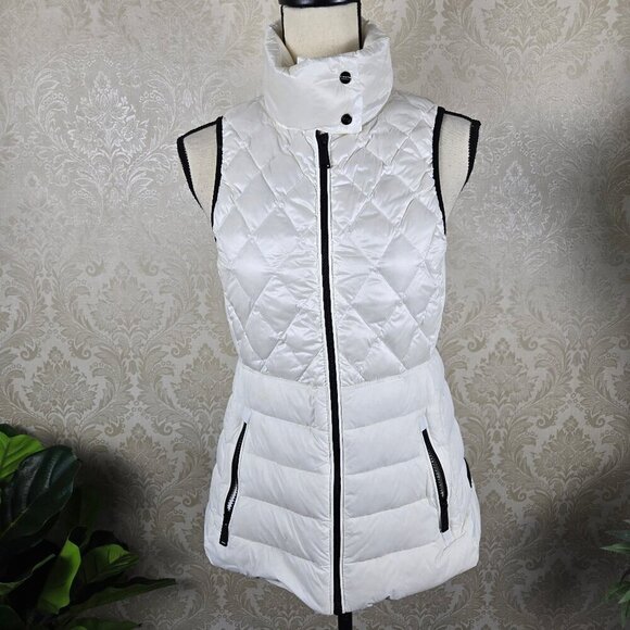 Calvin Klein Performance Size XS White Black Quilted Puffer Vest  Zip Front - Picture 2 of 16